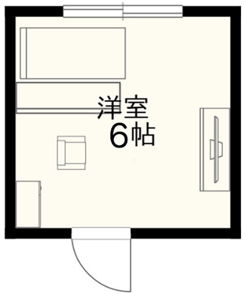 6畳　仕切りのある部屋